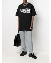 T-shirt à col rond imprimé noir et blanc Vetements