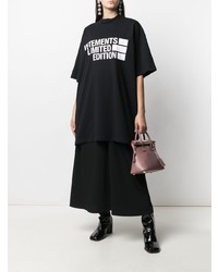 T-shirt à col rond imprimé noir et blanc Vetements