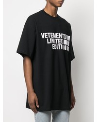 T-shirt à col rond imprimé noir et blanc Vetements