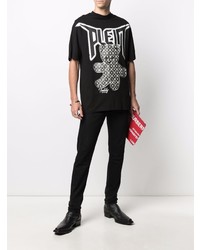 T-shirt à col rond imprimé noir et blanc Philipp Plein