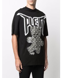 T-shirt à col rond imprimé noir et blanc Philipp Plein