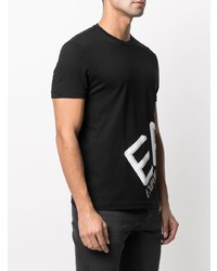 T-shirt à col rond imprimé noir et blanc Emporio Armani