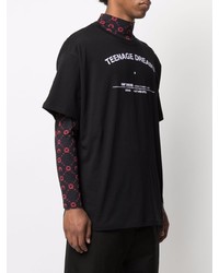 T-shirt à col rond imprimé noir et blanc Raf Simons