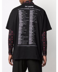 T-shirt à col rond imprimé noir et blanc Raf Simons