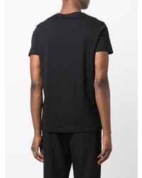 T-shirt à col rond imprimé noir et blanc Balmain