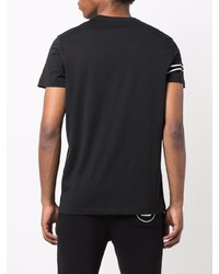 T-shirt à col rond imprimé noir et blanc Balmain