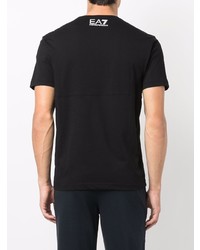 T-shirt à col rond imprimé noir et blanc Ea7 Emporio Armani