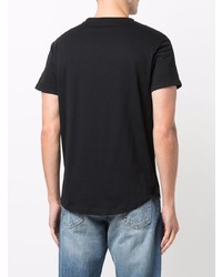 T-shirt à col rond imprimé noir et blanc Balmain