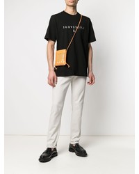 T-shirt à col rond imprimé noir et blanc Trussardi