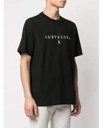 T-shirt à col rond imprimé noir et blanc Trussardi