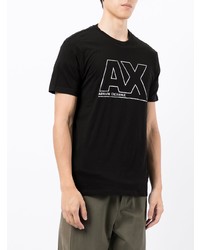 T-shirt à col rond imprimé noir et blanc Armani Exchange