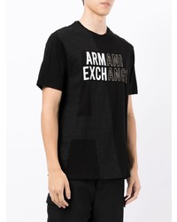 T-shirt à col rond imprimé noir et blanc Armani Exchange