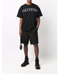 T-shirt à col rond imprimé noir et blanc Valentino