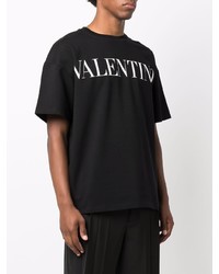 T-shirt à col rond imprimé noir et blanc Valentino