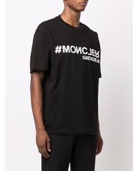 T-shirt à col rond imprimé noir et blanc MONCLER GRENOBLE