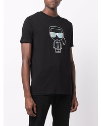 T-shirt à col rond imprimé noir et blanc Karl Lagerfeld