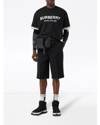 T-shirt à col rond imprimé noir et blanc Burberry