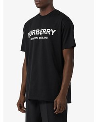 T-shirt à col rond imprimé noir et blanc Burberry