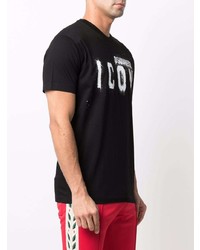 T-shirt à col rond imprimé noir et blanc DSQUARED2