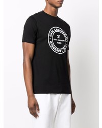 T-shirt à col rond imprimé noir et blanc Karl Lagerfeld