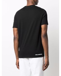 T-shirt à col rond imprimé noir et blanc Karl Lagerfeld