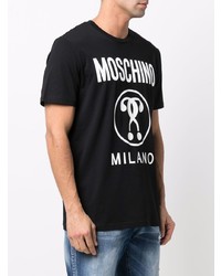 T-shirt à col rond imprimé noir et blanc Moschino