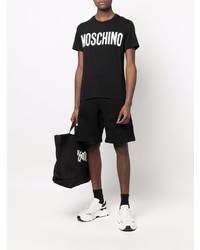 T-shirt à col rond imprimé noir et blanc Moschino