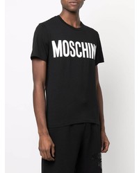 T-shirt à col rond imprimé noir et blanc Moschino