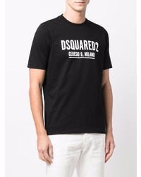 T-shirt à col rond imprimé noir et blanc DSQUARED2