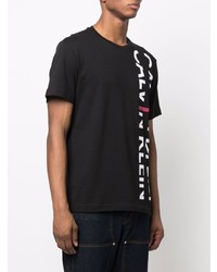 T-shirt à col rond imprimé noir et blanc Calvin Klein