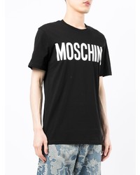 T-shirt à col rond imprimé noir et blanc Moschino