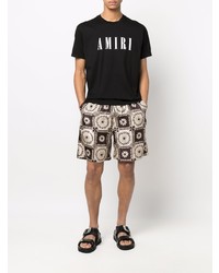 T-shirt à col rond imprimé noir et blanc Amiri