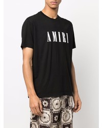 T-shirt à col rond imprimé noir et blanc Amiri