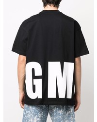 T-shirt à col rond imprimé noir et blanc MSGM