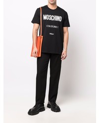 T-shirt à col rond imprimé noir et blanc Moschino