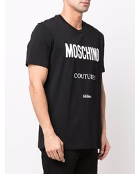 T-shirt à col rond imprimé noir et blanc Moschino