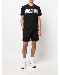 T-shirt à col rond imprimé noir et blanc Moschino