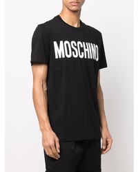 T-shirt à col rond imprimé noir et blanc Moschino