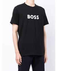 T-shirt à col rond imprimé noir et blanc BOSS