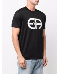 T-shirt à col rond imprimé noir et blanc Emporio Armani