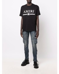 T-shirt à col rond imprimé noir et blanc Amiri