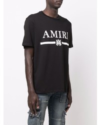 T-shirt à col rond imprimé noir et blanc Amiri