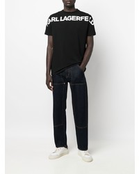 T-shirt à col rond imprimé noir et blanc Karl Lagerfeld