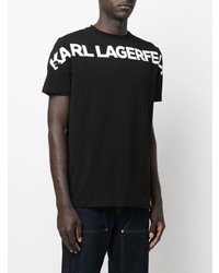 T-shirt à col rond imprimé noir et blanc Karl Lagerfeld