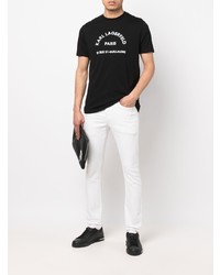 T-shirt à col rond imprimé noir et blanc Karl Lagerfeld