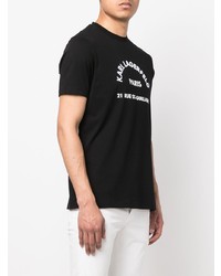 T-shirt à col rond imprimé noir et blanc Karl Lagerfeld