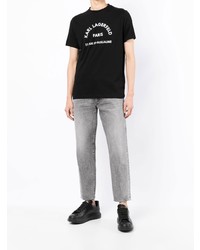 T-shirt à col rond imprimé noir et blanc Karl Lagerfeld