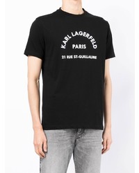 T-shirt à col rond imprimé noir et blanc Karl Lagerfeld