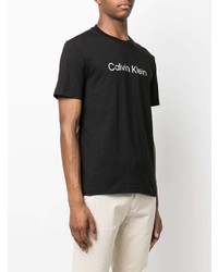 T-shirt à col rond imprimé noir et blanc Calvin Klein