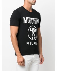 T-shirt à col rond imprimé noir et blanc Moschino